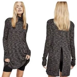 Free People Stonecold Slim Top Dress Womens Size Large Black Split NEW $78